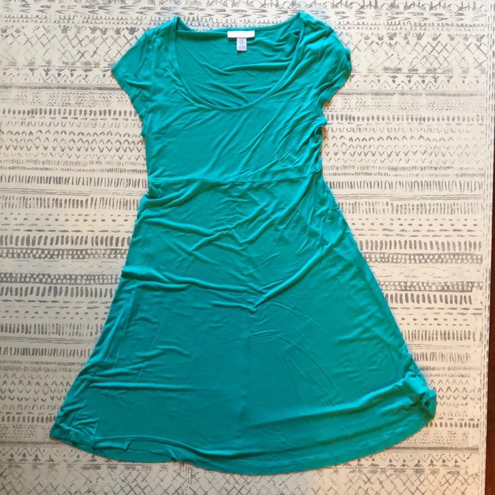 Teal colored maternity dress